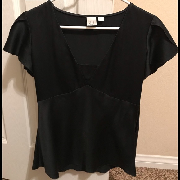 City DKNY Silk Black Top - Size 6 - Picture 2 of 9